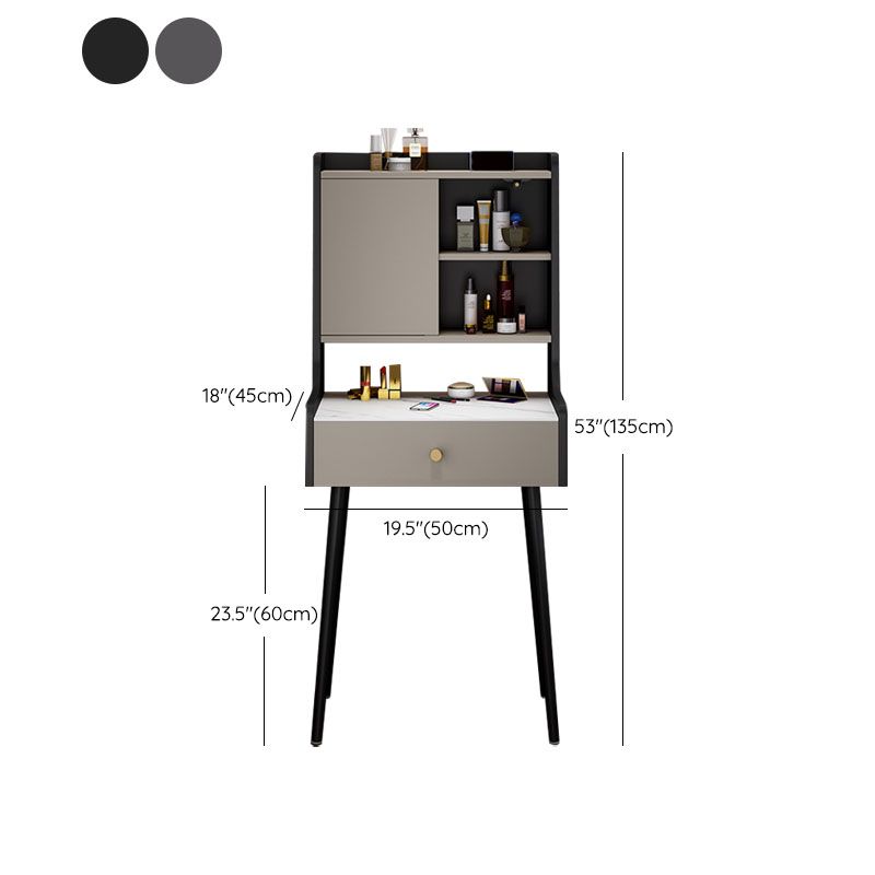 Ensemble de vanité moderne avec 1 tiroir et miroir et étagères de rangement