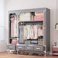 Contemporary Style Wardrobe Armoire Steel Frame Wardrobe Cabinet with Drawers