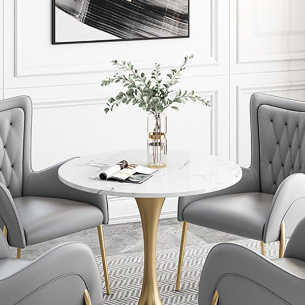 White Stone Table for Home Traditional Luxury Round Dining Table