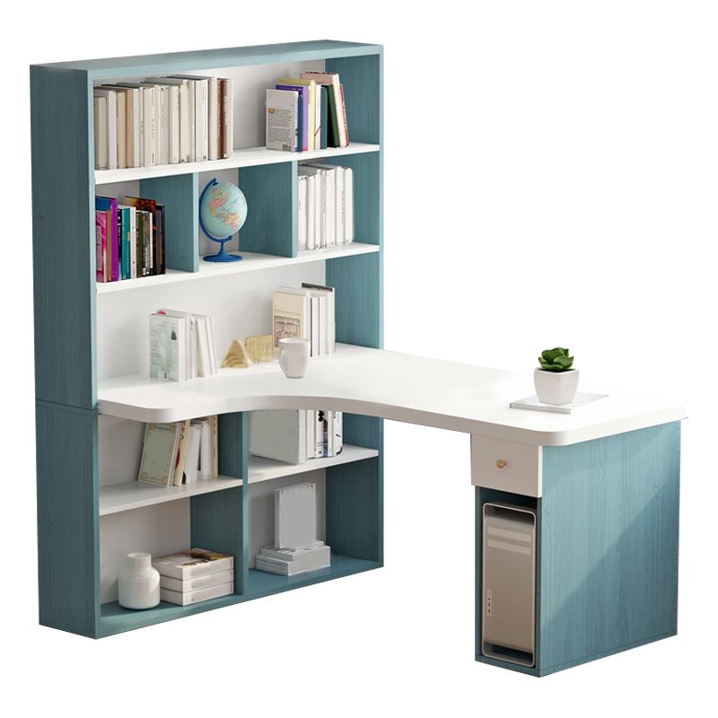 Modern Manufactured Wood Desk Corner Writing Desk with 1 Drawer and Bookshelf Clearhalo 'furn' 'furn_office_desk' 'Furniture' 'furniture_office_desk' 'Office Desks' 'Office Furniture' 'office_desk' 1200x1200_187c8cd9-396a-4028-a663-fa66a28e9127