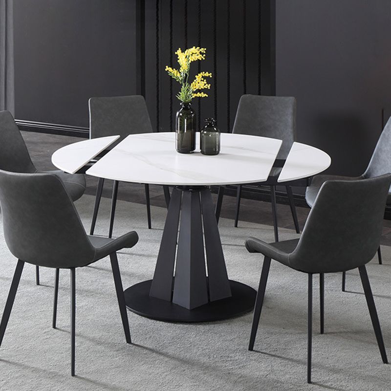 Modern Extendable Stone Dining Table Steel Base Dinner Table for Home Clearhalo 'Dining Tables & Seating' 'Dining Tables' 'dining_table' 'furn' 'furn_dining_table' 'Furniture' 'Kitchen & Dining Furniture' 1200x1200_187fdfa6-25c0-4b3c-9d0b-321524607234
