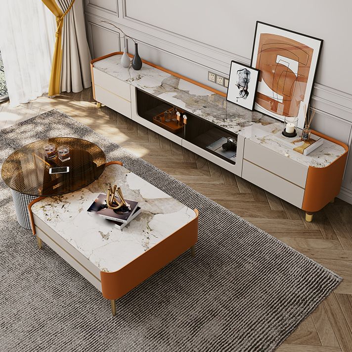 4 Drawers Glam TV Stand Stone Counter Top Enclosed Storage TV Cabinet Clearhalo 'furn' 'furn_tv_stands_entertainment_centers' 'Furniture' 'Living Room Furniture' 'TV Stands & Entertainment Centers' 'TV Stands & Media Storage Furniture' 'tv_stands_entertainment_centers' 1200x1200_18817bff-8b8f-4d20-8519-997ca620c929