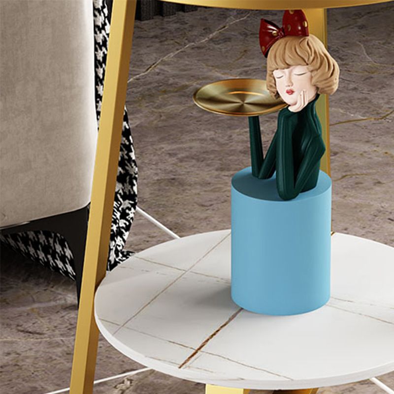 Tableau latérale supérieure en ardoise 23,6 "de haut de la table de fin de jambes en fer avec étagère