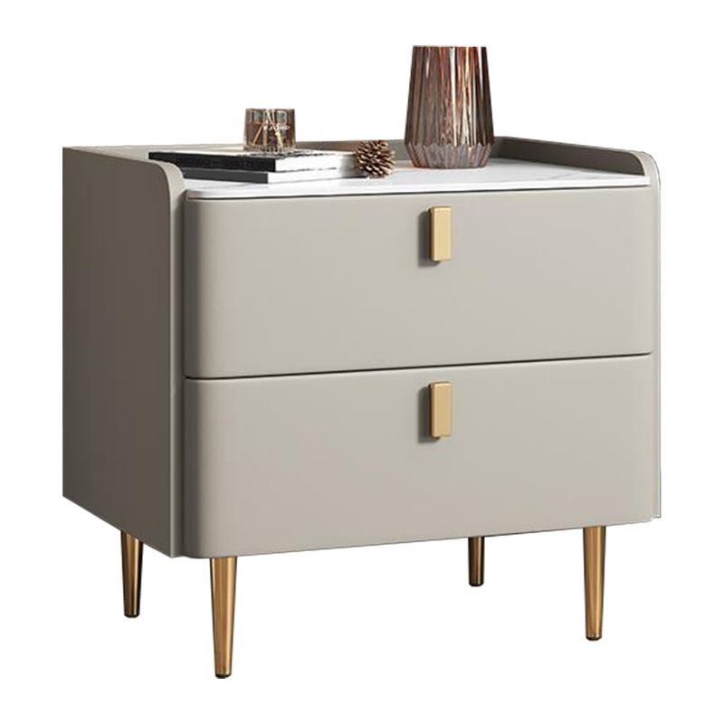 20 "W x 20" H Accento moderno comodino in pietra e comodino in legno con 2-cassetto