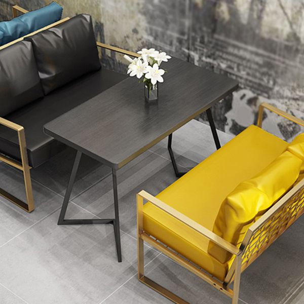 Industrial Dining Table Double Metal Pedestal Table with Black Tabletop for Dining Room Clearhalo ' dining_table' 'Dining Tables & Seating' 'Dining Tables' 'furn' 'furn_dining_table' 'Furniture' 'furniture_dining_table' 'Kitchen & Dining Furniture' 'kitchen&dining_furn' 'kitchen' 'kitchen_dining_table' 1200x1200_1882e3ba-2d22-4607-a207-8bb26379cef1