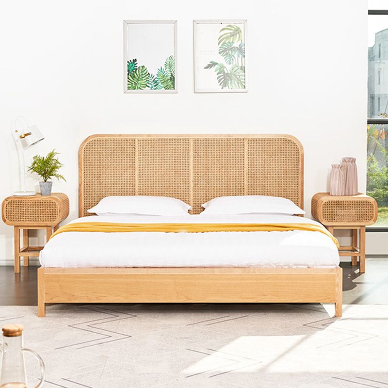 Tropical Solid Wood Panel Bed Rectangular Solid Color Standard Bed Clearhalo 'Bedroom Furniture' 'Beds' 'furn' 'furn_beds' 'Furniture' 1200x1200_1884075d-174e-44ce-9a71-ac6e7a76d1af
