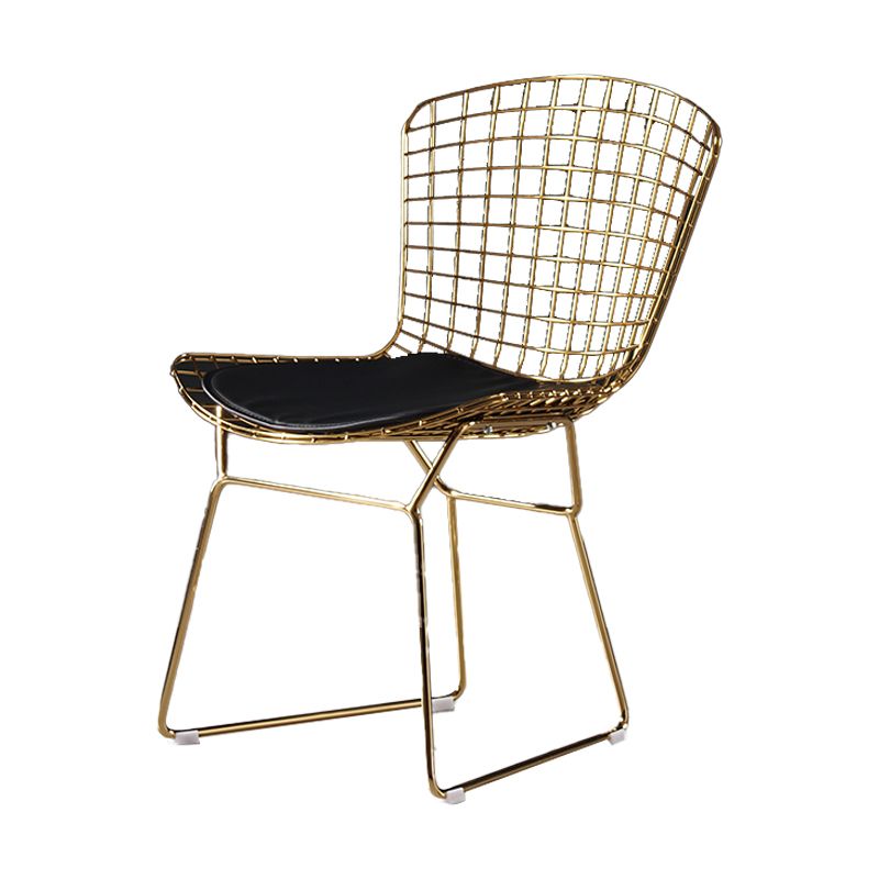 Glam Metal Dining Side Chair Dining Room Cross Back Armless Upholstered Chair Clearhalo ' kitchen&dining_furn' 'Dining Chairs' 'Dining Tables & Seating' 'dining_chair' 'furn' 'furn_dining_chair' 'Furniture' 'furniture_dining_chair' 'Kitchen & Dining Furniture' 'kitchen' 1200x1200_1884eeba-68cd-4d56-84a8-7911921d9c1b