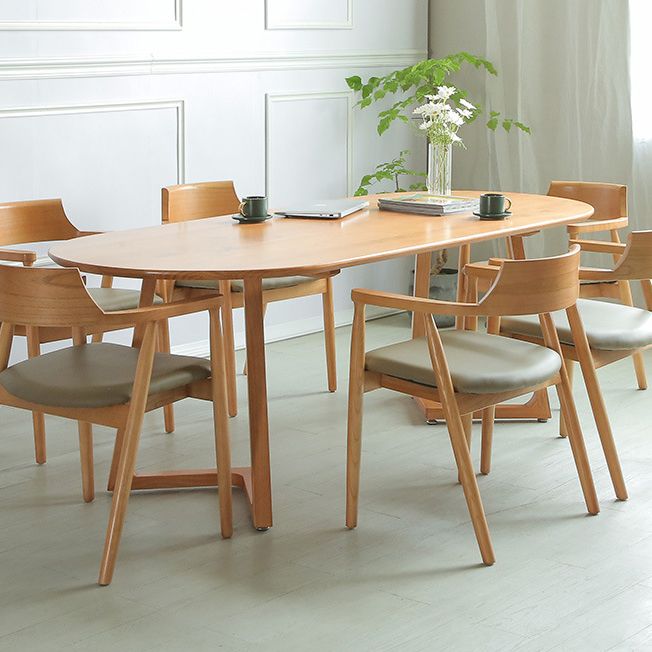 Oval Pine Solid Wood Table Modern Double Pedestal Dining Table with Wooden Base Clearhalo ' dining_table' 'Dining Tables & Seating' 'Dining Tables' 'furn' 'furn_dining_table' 'Furniture' 'furniture_dining_table' 'Kitchen & Dining Furniture' 'kitchen&dining_furn' 'kitchen' 'kitchen_dining_table' 1200x1200_1886c5a9-d002-4a76-b1ec-3ed92ce7ef80