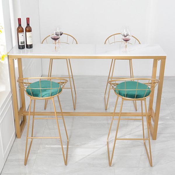 Glam 1/3/5 Pieces Bar Table Set Rectangle Stone Counter Table with Stools for Cafe Clearhalo 'Bar Furniture' 'furn' 'furn_home_bar_bar_sets' 'Furniture' 'Home Bars & Bar Sets' 'home_bar_bar_sets' 'Kitchen & Dining Furniture' 1200x1200_1886cdbd-496a-4d65-bcd6-cbf4e6b1f696