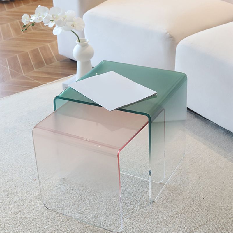 Plastic Square Side End Table Modern Sled Sofa Side Accent Table