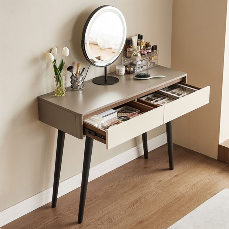 Contemporary With Drawer Wood Lighted Mirror Bedroom Dressing Table Clearhalo 'Bedroom Furniture' 'furn' 'furn_makeup_vanities' 'Furniture' 'Makeup Vanities' 'makeup_vanities' 1200x1200_1888a41f-6719-4bfd-824b-6dbbadc9bb6a