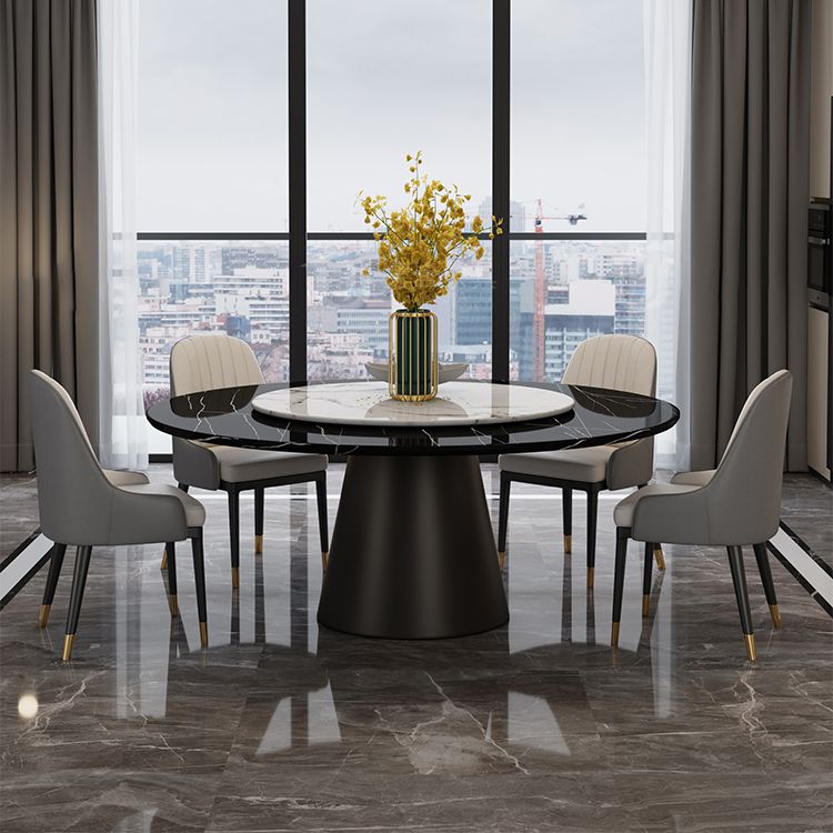 Round Pedestal Dining Site Table Contemporary Dinner Table with Turntable Clearhalo ' dining_table' 'Dining Tables & Seating' 'Dining Tables' 'furn' 'furn_dining_table' 'Furniture' 'furniture_dining_table' 'Kitchen & Dining Furniture' 'kitchen&dining_furn' 'kitchen' 'kitchen_dining_table' 1200x1200_18897855-e922-469b-bc11-15a018a6b406