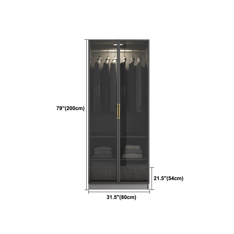 Contemporary Style Glass Wardrobe Grey Colour Wardrobe Closet Clearhalo 'Armoires & Wardrobes' 'armoires_wardrobes' 'Bedroom Furniture' 'furn' 'furn_armoires_wardrobes' 'Furniture' 1200x1200_188994fb-b7d6-448c-9311-2c0e10f857cd