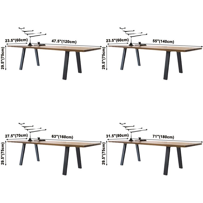 Rectangle 4 Legs Industrial Dining Table Wood Color Fixed Table of Solid Wood Clearhalo ' dining_table' 'Dining Tables & Seating' 'Dining Tables' 'furn' 'furn_dining_table' 'Furniture' 'furniture_dining_table' 'Kitchen & Dining Furniture' 'kitchen&dining_furn' 'kitchen' 'kitchen_dining_table' 1200x1200_1889be9d-0ece-4e68-ba9c-77551b890c7f