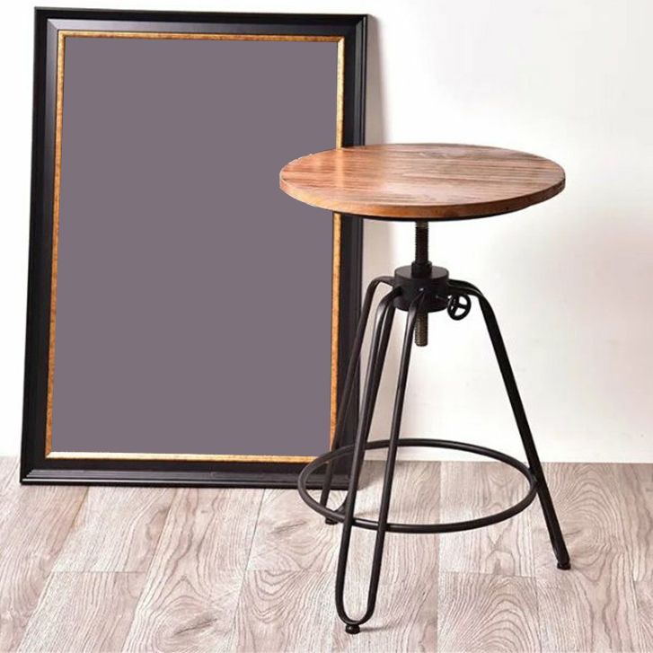 Mesa de altura lateral de estilo rústico tri pin de acento de acento de sofá redondo