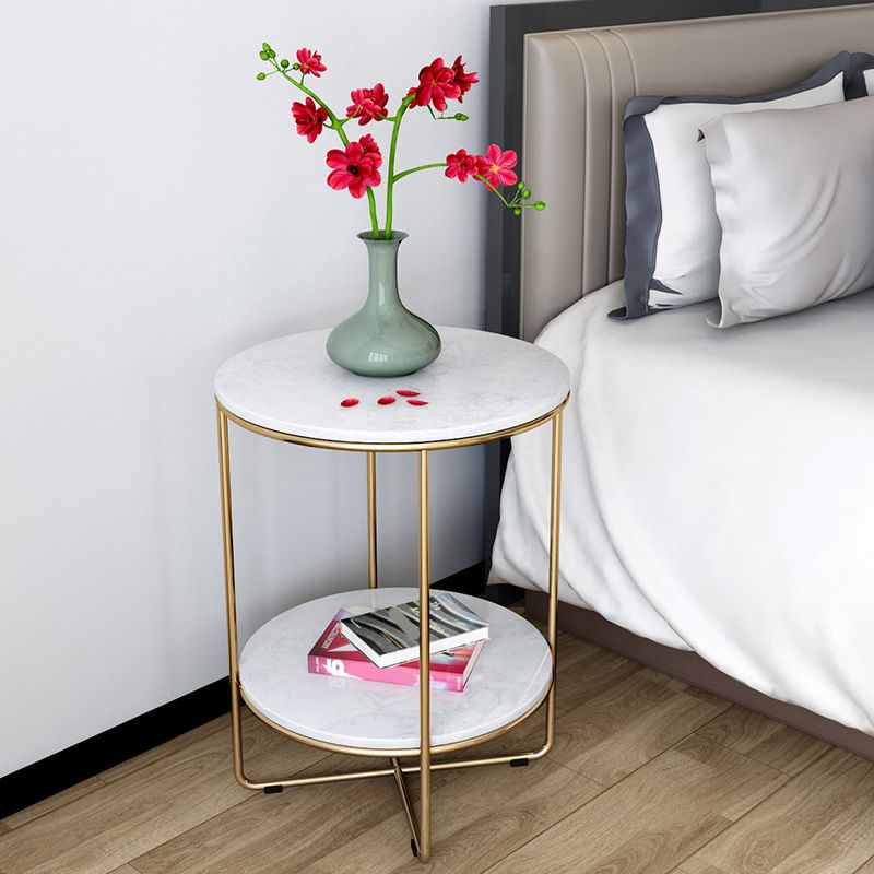 23.62 "Cama de altura Mesa de mármol nocturna con 2 estantes