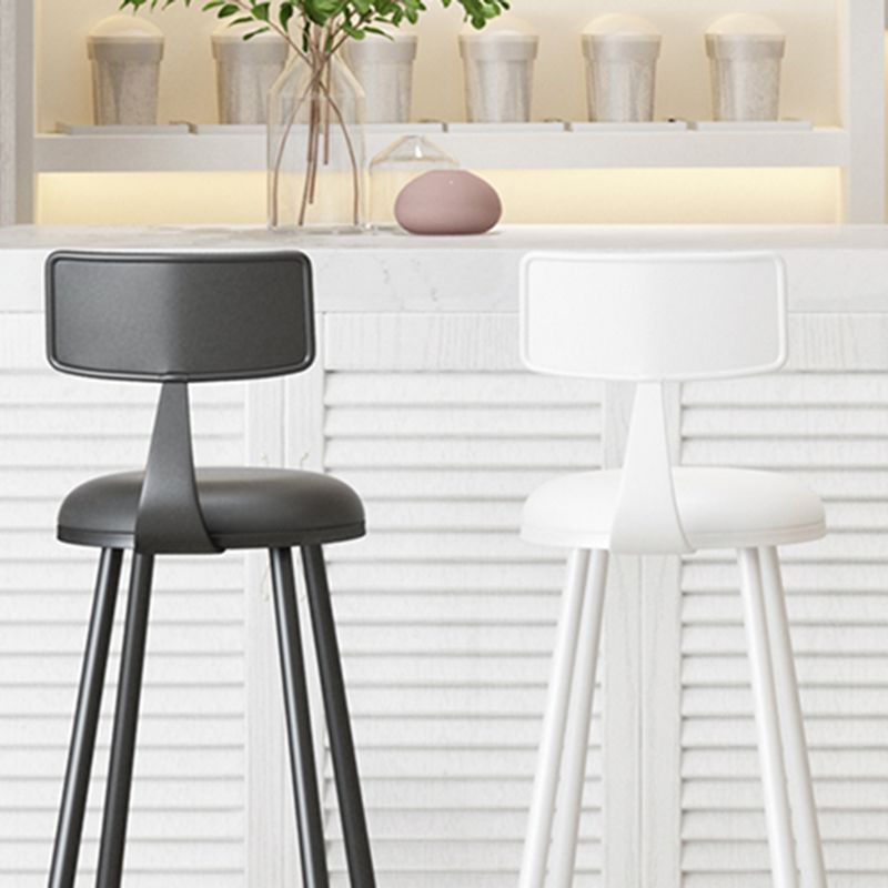Leather Round Counter Chair Backrest Iron Modern Bar Stool for Coffee Shop Clearhalo 'Bar Furniture' 'Bar Stools' 'bar_stools' 'furn' 'furn_bar_stools' 'furniture_bar_stools' 'Kitchen & Dining Furniture' 'kitchen&dining_furn' 'kitchen' 'kitchen_furn' Furniture' 1200x1200_188b283c-7c15-4fa4-ad14-6b347c5e764a