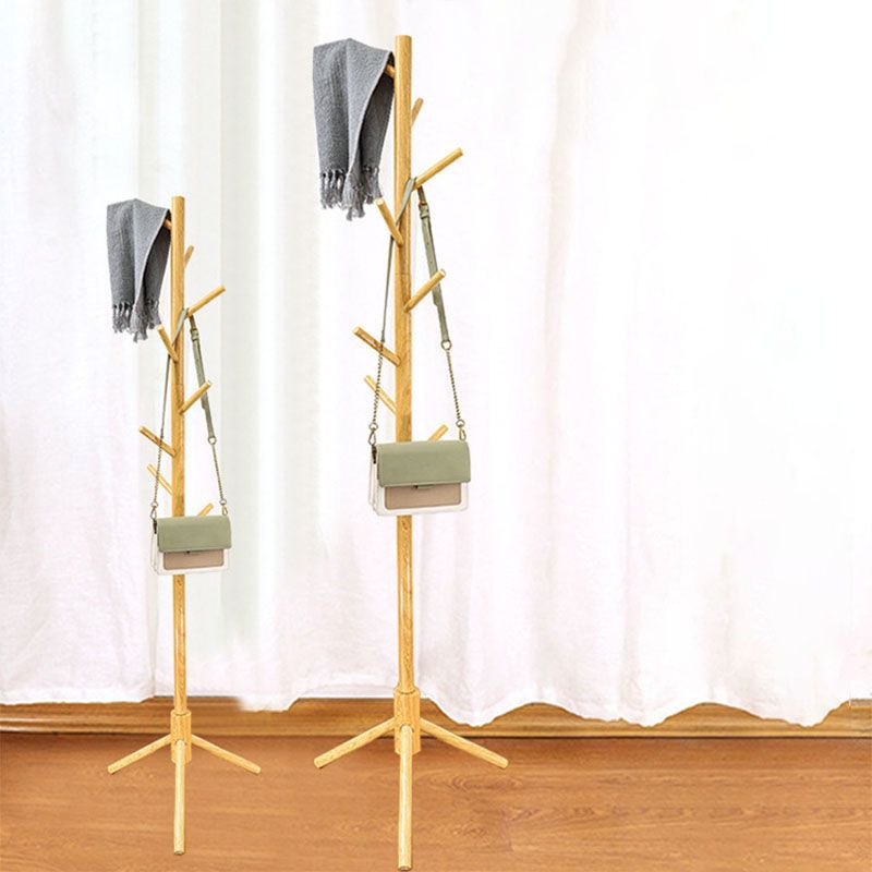 Support de manteau moderne à manteau moderne en bois massif avec crochets de manteau