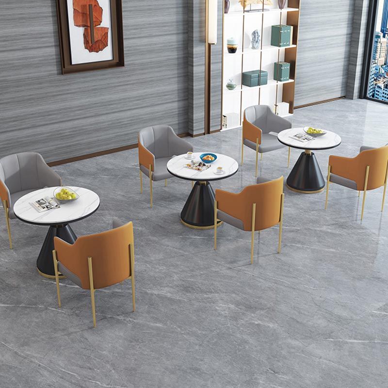 Modern Round Dining Table for Home Glossy Stone Dinette Table with Metal Base Clearhalo 'Dining Tables & Seating' 'Dining Tables' 'dining_table' 'furn' 'furn_dining_table' 'Furniture' 'Kitchen & Dining Furniture' 1200x1200_188c90b0-d9ec-4e20-b024-92eb226a7f55