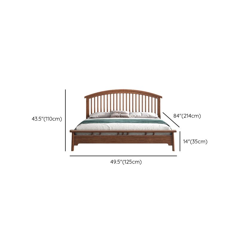 Traditional Open-Frame Bed Solid Wood Solid Color Slat Bed with Headboard