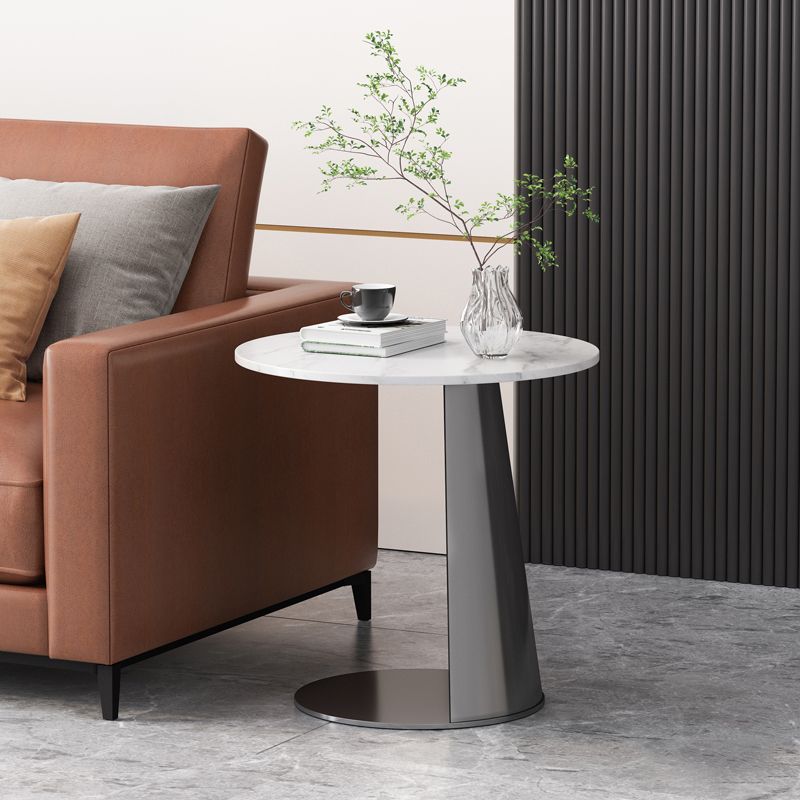 Metal C Side Table Contemporary Round Side End Table with Slate Top Clearhalo 'Coffee & Accent Tables' 'End & Side Tables' 'end_side_tables' 'furn' 'furn_end_side_tables' 'Furniture' 'Living Room Furniture' 1200x1200_18916235-0365-4a07-9b5a-99ea66148874