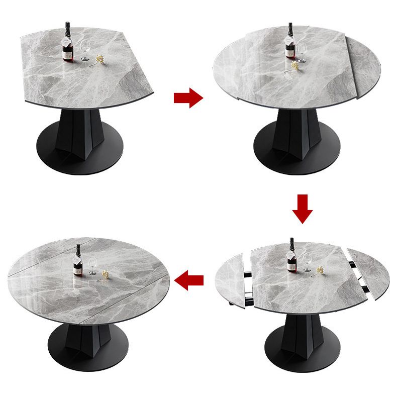 Modern Kitchen Dining Room Set with Sintered Stone Top and Black Base Dining Furniture Clearhalo 'Dining Room Sets' 'Dining Tables & Seating' 'dining_room_set' 'furn' 'furn_dining_room_set' 'Furniture' 'furniture_dining_room_set' 'Kitchen & Dining Furniture' 'kitchen&dining_furn' 'kitchen' 1200x1200_18940dd6-70c0-48b1-9651-f31525813a63