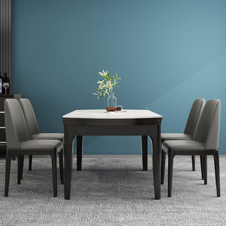 Modern Leather Armless Dining Chairs Solid Back Side Chair with Wood Legs Clearhalo ' kitchen&dining_furn' 'Dining Chairs' 'Dining Tables & Seating' 'dining_chair' 'furn' 'furn_dining_chair' 'Furniture' 'furniture_dining_chair' 'Kitchen & Dining Furniture' 'kitchen' 1200x1200_189413e3-5598-45a7-9f43-6e5f07afe784