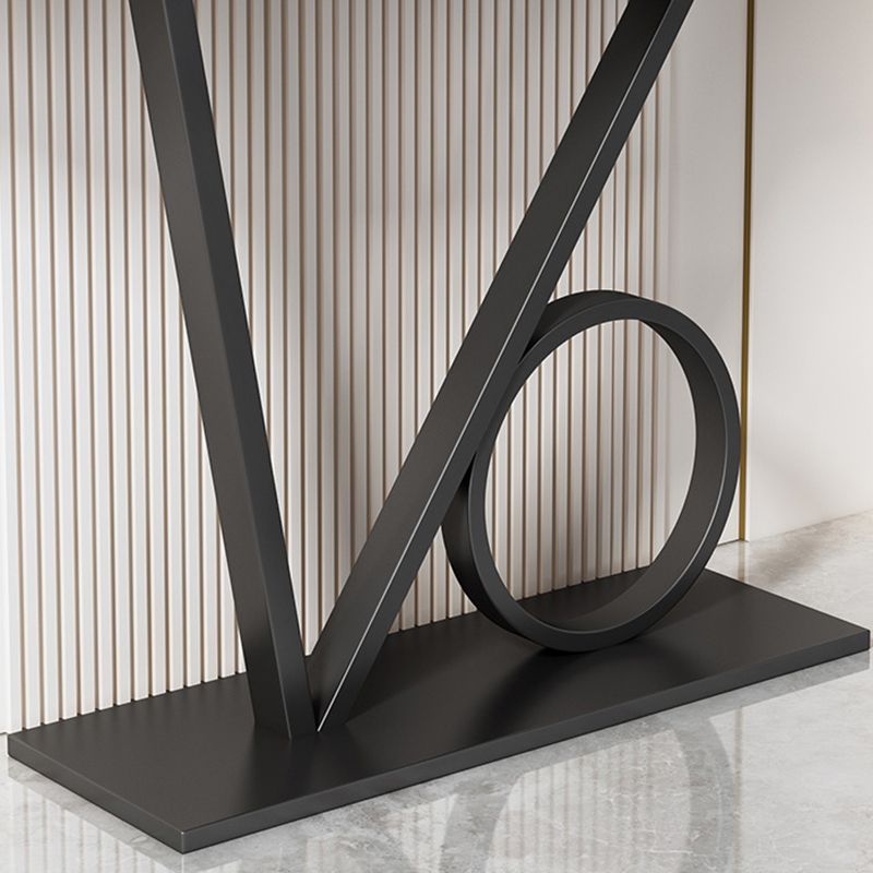 Tavolino con console top con mezza luna pietra con tavola di accento di base del piedistallo di ferro