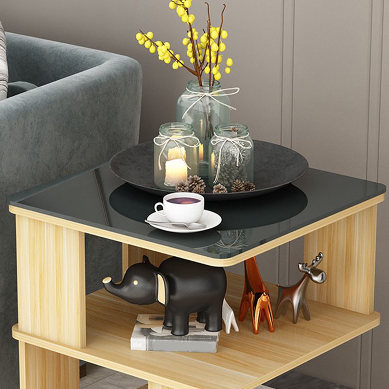 Quadrato con le ruote tavolino in legno da 19,69 "tavolo da fine