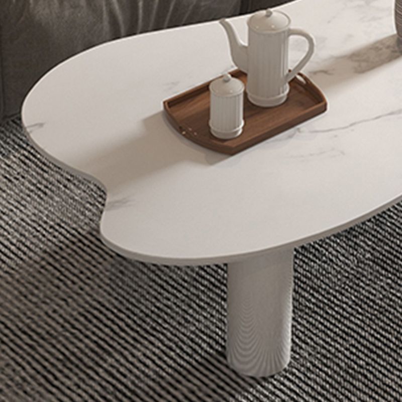 Modern Slate 3 Legs Coffee Table Single White Cocktail Table