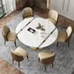 Glam 1/4/5/6/7/9 Pieces White Dining Table Set with Stone Top Round Scalable Dinette Set Clearhalo 'Dining Room Sets' 'Dining Tables & Seating' 'dining_room_set' 'furn' 'furn_dining_room_set' 'Furniture' 'furniture_dining_room_set' 'Kitchen & Dining Furniture' 'kitchen&dining_furn' 'kitchen' 1200x1200_189e0046-dcd9-406f-810d-2f311eb9d378
