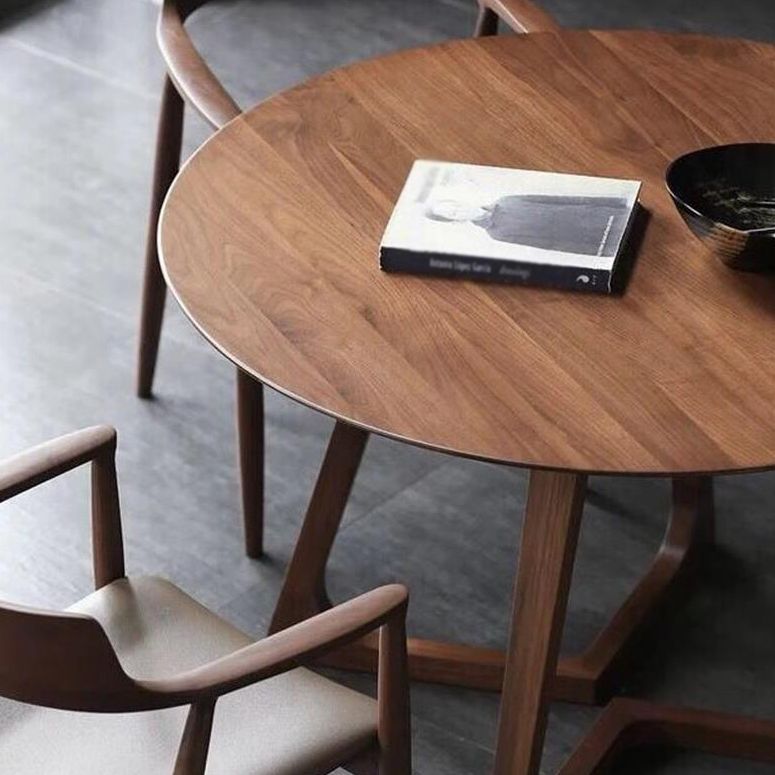 Round Double Pedestal Modern Dining Table Wood Color Fixed Table with Solid Wood Clearhalo ' dining_table' 'Dining Tables & Seating' 'Dining Tables' 'furn' 'furn_dining_table' 'Furniture' 'furniture_dining_table' 'Kitchen & Dining Furniture' 'kitchen&dining_furn' 'kitchen' 'kitchen_dining_table' 1200x1200_189e04b2-e588-468f-b0ca-fd8f9e25a9ef