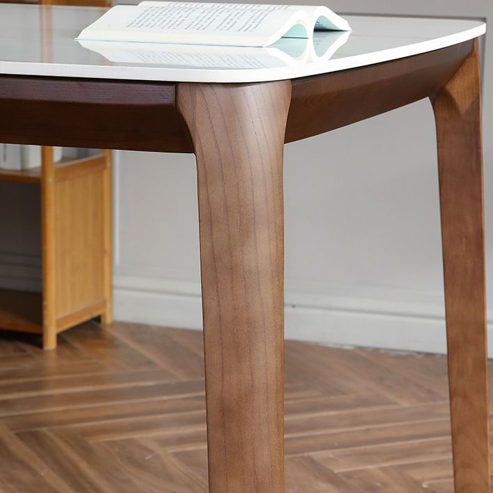 Rectangle 4 Legs Mid-Century Table White Fixed Table of Sintered Stone Clearhalo ' dining_table' 'Dining Tables & Seating' 'Dining Tables' 'furn' 'furn_dining_table' 'Furniture' 'furniture_dining_table' 'Kitchen & Dining Furniture' 'kitchen&dining_furn' 'kitchen' 'kitchen_dining_table' 1200x1200_189f1888-411a-45da-9f52-1342d2502eef