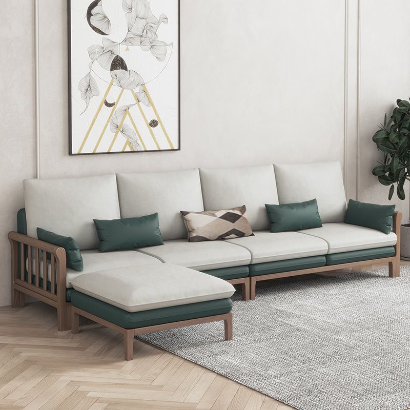 Sofá y chaise del cojín de brazo cuadrado de lino estacionado contemporáneo