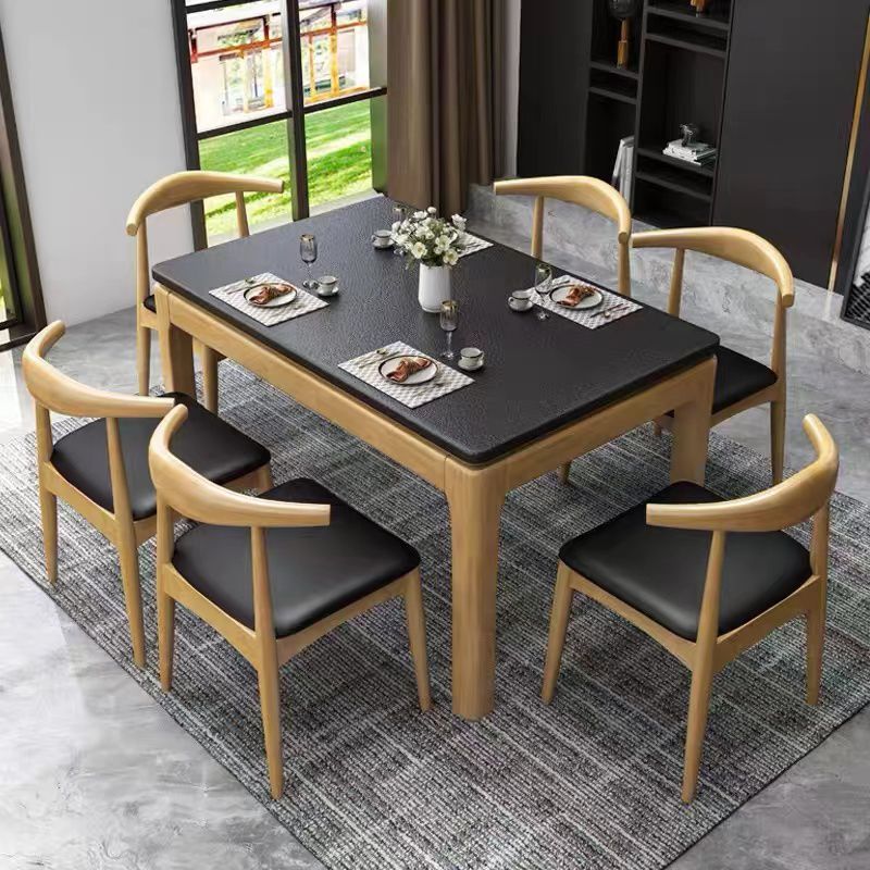 Contemporary Dining Room Dinner Table Solid Wood 4 Legs Dining Table Clearhalo 'Dining Tables & Seating' 'Dining Tables' 'dining_table' 'furn' 'furn_dining_table' 'Furniture' 'Kitchen & Dining Furniture' 1200x1200_18a513b5-6856-48d7-9ae1-4f4b16340cfd
