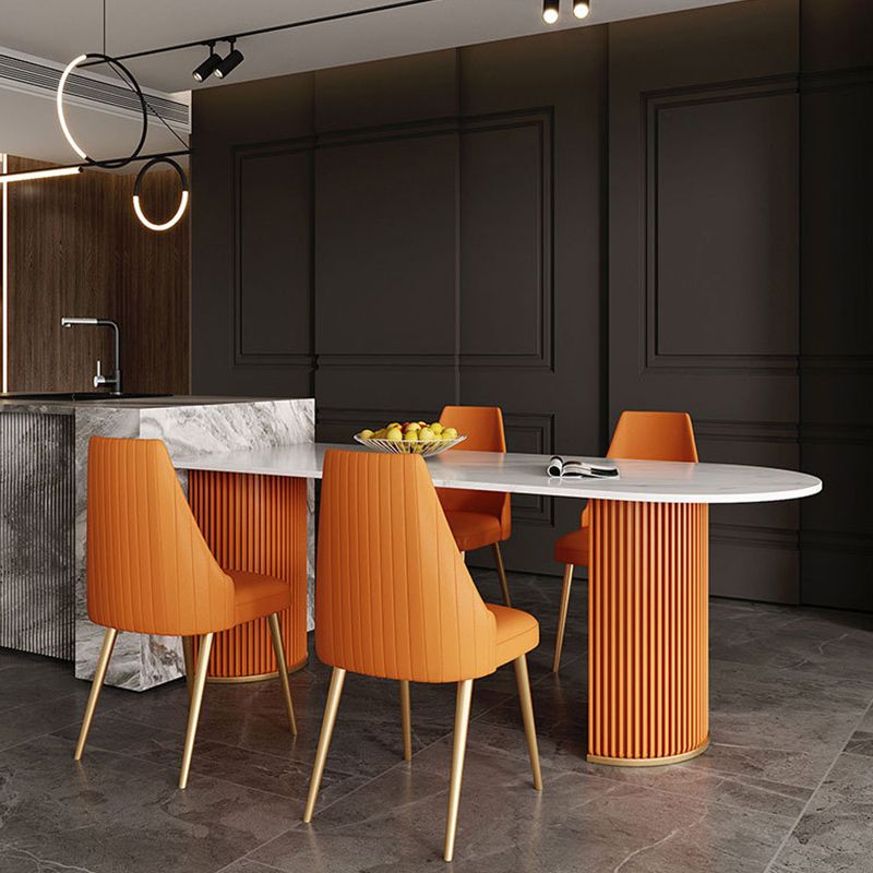 Free Form Sintered Stone Table for Restaurant Luxury White Top Table with Double Pedestal Clearhalo 'Dining Tables & Seating' 'Dining Tables' 'dining_table' 'Furniture' 'furniture_dining_table' 'Kitchen & Dining Furniture' 'kitchen' 'kitchen_dining_table' 1200x1200_18a53409-f60c-4ca6-b699-671af2e6b536