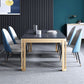 Traditional Luxury Dining Table Rectangle Sintered Stone 4 Legs Table with Gold Frame Clearhalo ' dining_table' 'Dining Tables & Seating' 'Dining Tables' 'furn' 'furn_dining_table' 'Furniture' 'furniture_dining_table' 'Kitchen & Dining Furniture' 'kitchen&dining_furn' 'kitchen' 'kitchen_dining_table' 1200x1200_18a665f8-5b4f-424d-8020-5777569d3d3c