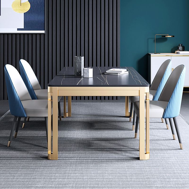Traditional Luxury Dining Table Rectangle Sintered Stone 4 Legs Table with Gold Frame Clearhalo ' dining_table' 'Dining Tables & Seating' 'Dining Tables' 'furn' 'furn_dining_table' 'Furniture' 'furniture_dining_table' 'Kitchen & Dining Furniture' 'kitchen&dining_furn' 'kitchen' 'kitchen_dining_table' 1200x1200_18a665f8-5b4f-424d-8020-5777569d3d3c
