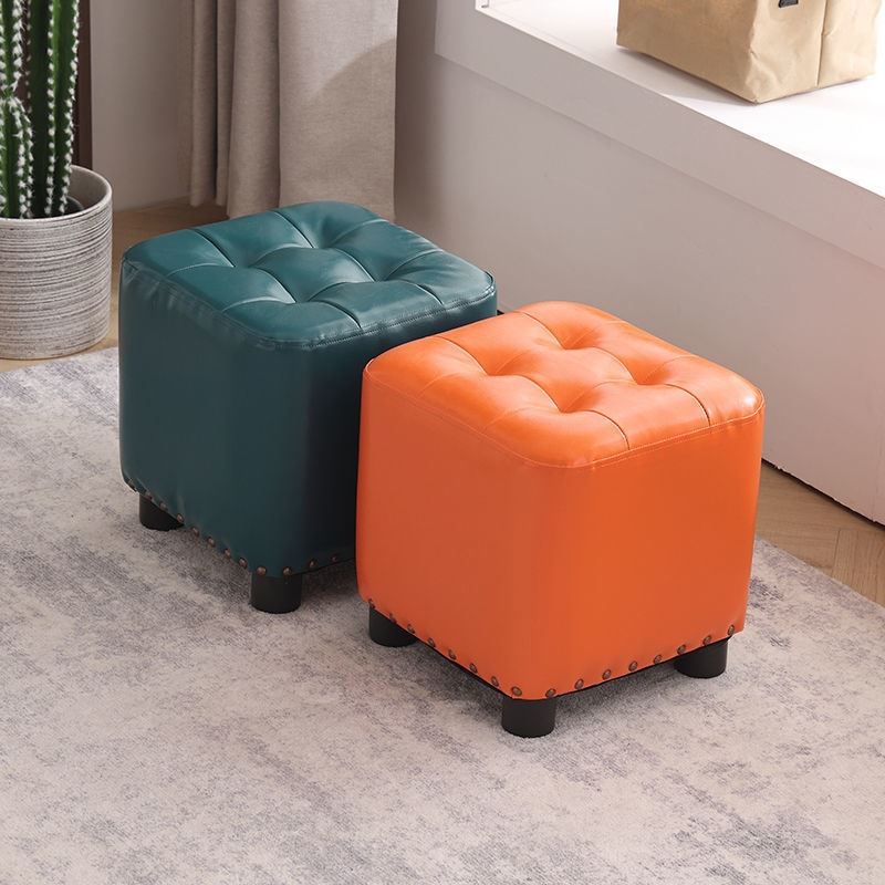 Trendy Leather Ottoman Plain Square Leather Foot Indoor Stool Ottoman Clearhalo 'furn' 'furn_ottomans_poufs' 'Furniture' 'Living Room Furniture' 'Ottomans & Poufs' 'ottomans_poufs' 1200x1200_18aad444-4833-49af-9b62-ed305c3ed4bf