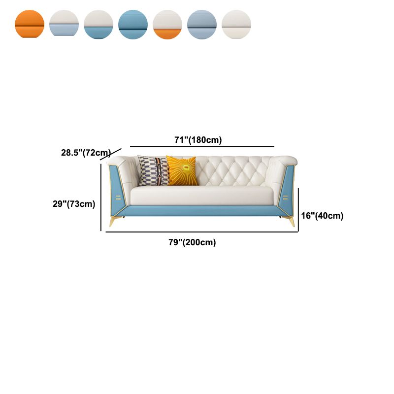 Divano posteriore trapuntato contemporaneo con braccio svasato in pelle finta per l'appartamento
