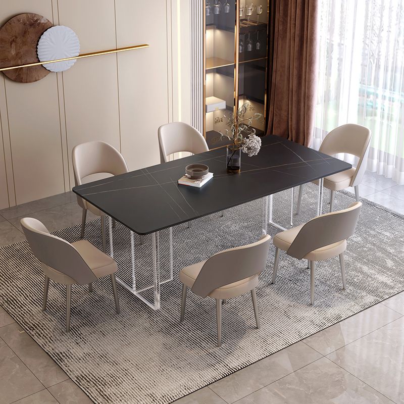 Mesa de comedor de piedra rectangular moderna 1/7 piezas de comedor juego para comedor