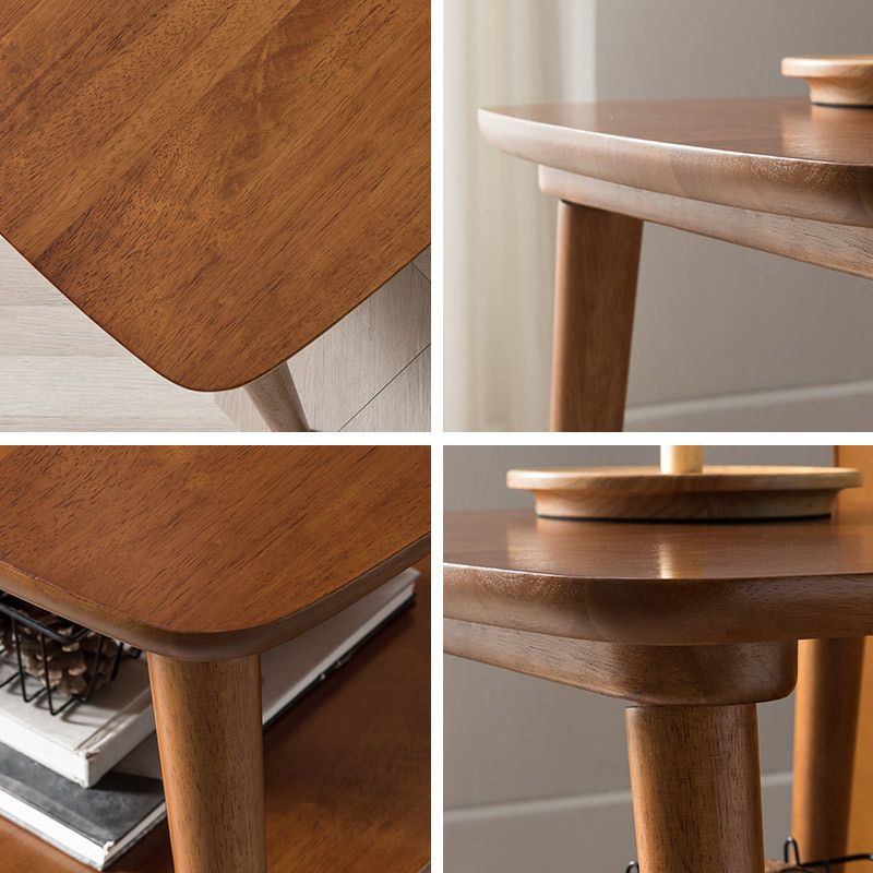 4脚エンドテーブルbroneのリビングルームの棚付きのソリッドウッドテーブル
