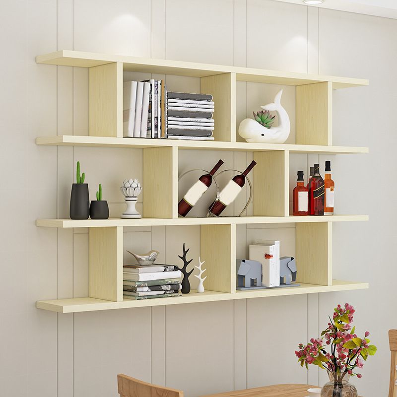 3-Shelf Modern and Contemporary Wood Bookcase Wall Mounted Book Shelf for Living Room