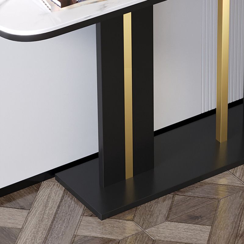 Tavolo da divano in ardesia glam Iron Iron Mezza luna Resistente alla sola console piedistallo