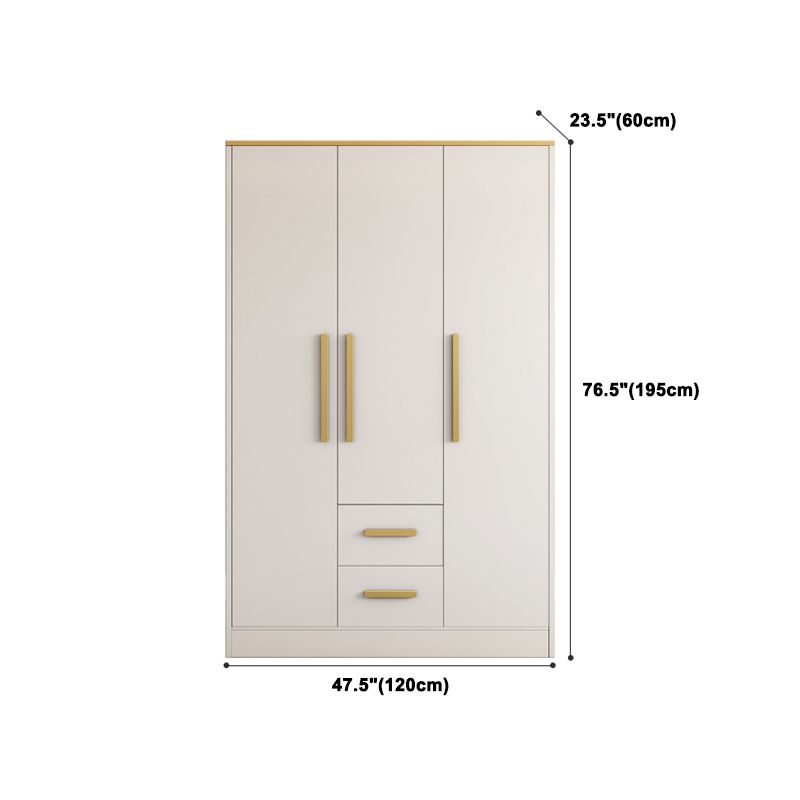 White Wardrobe Cabinet Contemporary Engineered Wood Wardrobe Armoire Clearhalo 'Armoires & Wardrobes' 'armoires_wardrobes' 'Bedroom Furniture' 'furn' 'furn_armoires_wardrobes' 'Furniture' 1200x1200_18b0a9bf-e792-4fc0-81ca-0b487fa788e4
