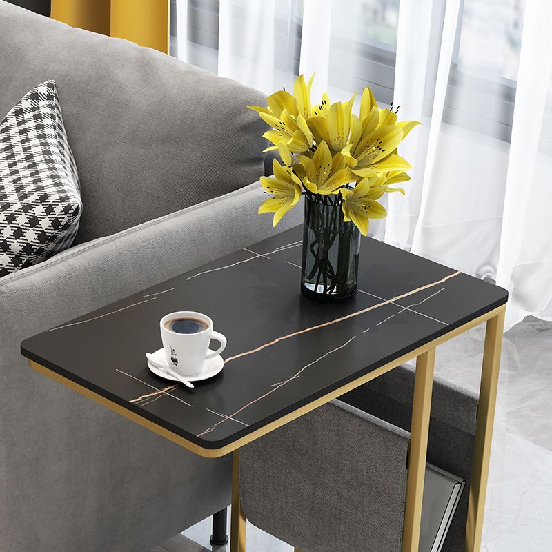 24,4 "hoher Ironcraft C Bodentisch Rechteckig Faux Marmor Top End Table mit Lagerung