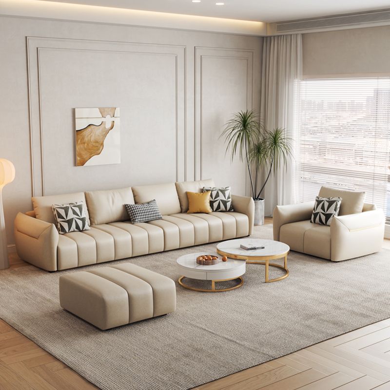 Canapé en coupe en cuir en faux cuir 32.28 "canapé crème haut avec coussins arrière