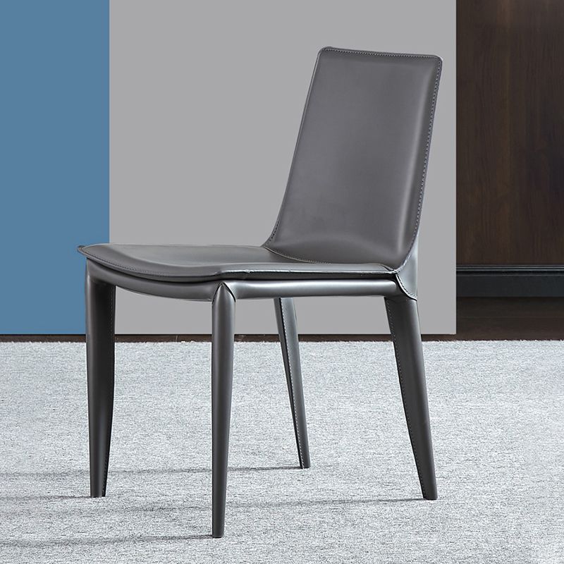 Contemporary Design Leather Chair Set Solid Back Side Dining Chairs (Set of 2) Clearhalo ' kitchen&dining_furn' 'Dining Chairs' 'Dining Tables & Seating' 'dining_chair' 'furn' 'furn_dining_chair' 'Furniture' 'furniture_dining_chair' 'Kitchen & Dining Furniture' 'kitchen' 1200x1200_18b240a2-7973-4a49-a025-ac5b8f82fe65