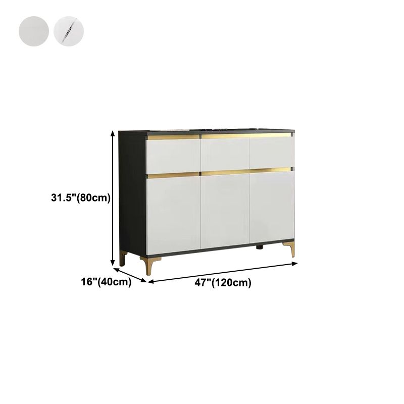 Server bianco moderno in legno ingegnerizzato con cassetto per soggiorno