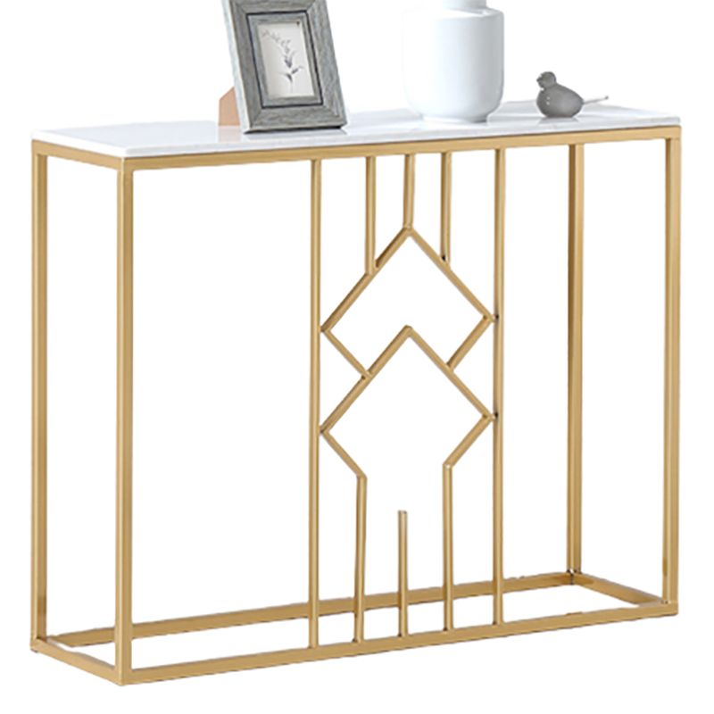 Tabella Accetn console con telaio di ferro con top di marmo bianco rettangolo